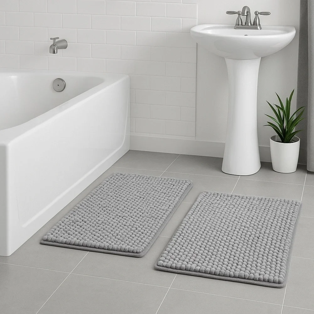 Room Essentials Everyday Chenille Bath Rug Set 2pc 17”x24” Non-Skid